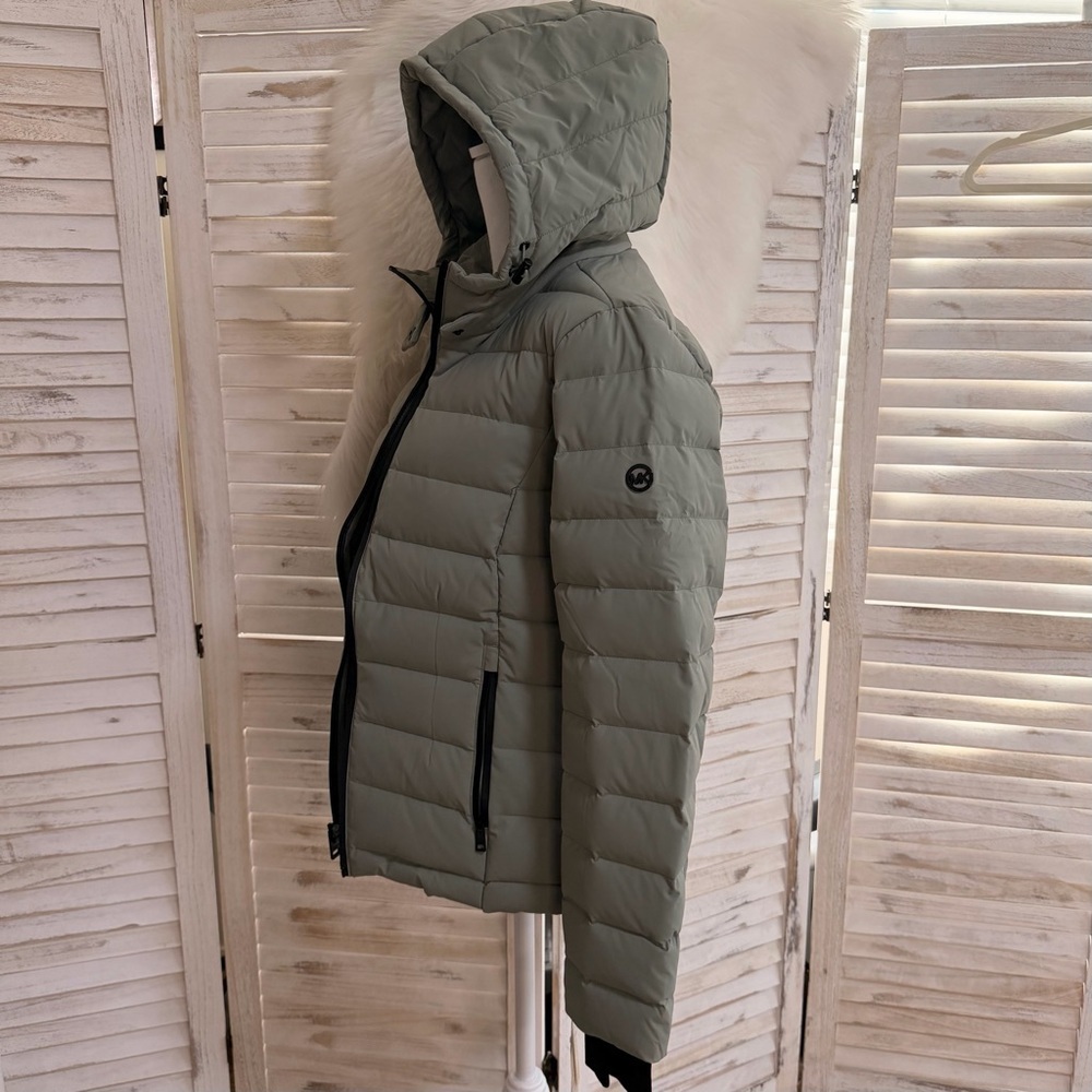 Michael Kors Olive Hooded Puffer Jacket - Picture 2 of 16